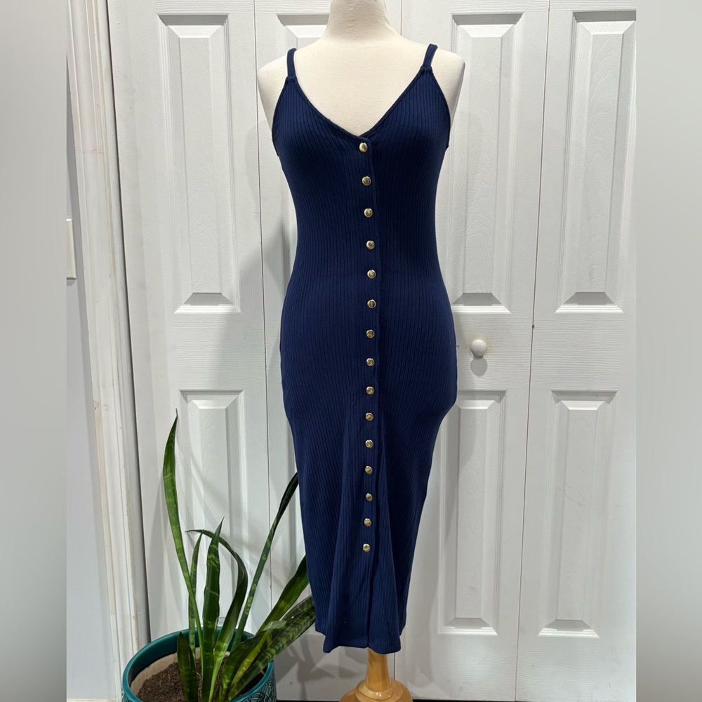 Rachel Pally Blue Ribbed Midi Dress